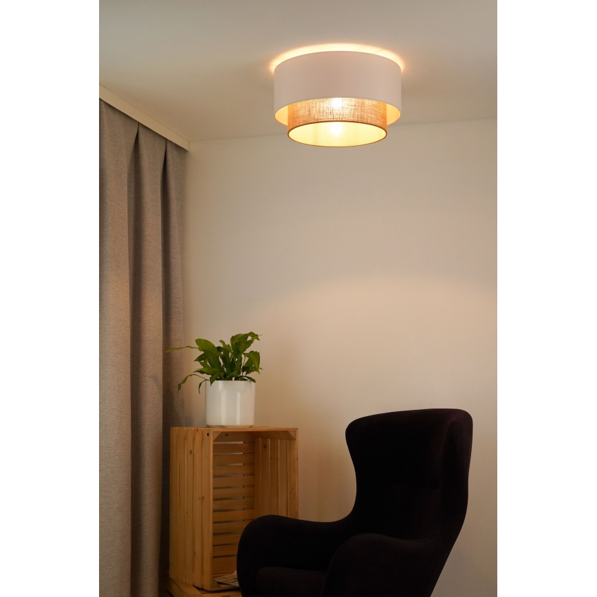 Duolla - Plafonjera BOHO 1xE27/15W/230V pr. 45 cm bela/braon