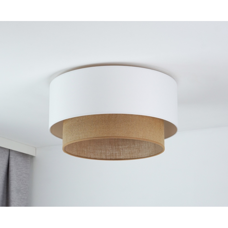 Duolla - Plafonjera BOHO 1xE27/15W/230V pr. 45 cm bela/braon