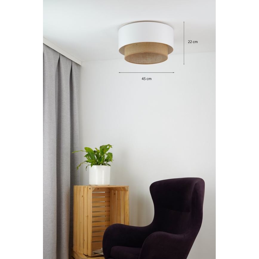 Duolla - Plafonjera BOHO 1xE27/15W/230V pr. 45 cm bela/braon