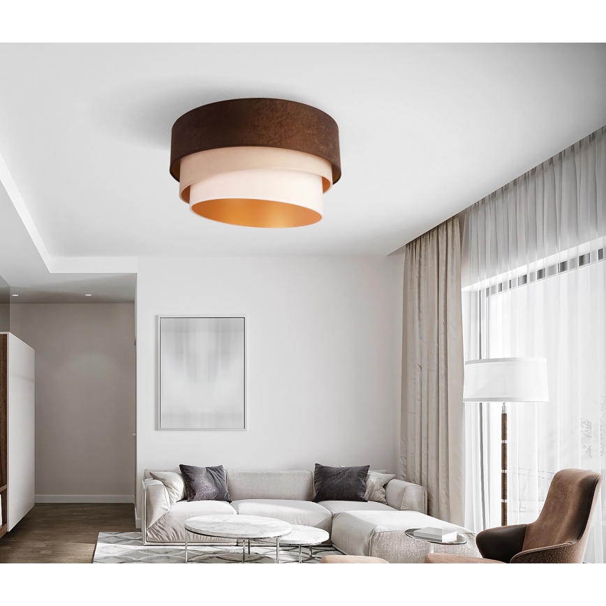 Duolla - Plafonjera DEVON 1xE27/40W/230V pr. 45 cm braon/bež