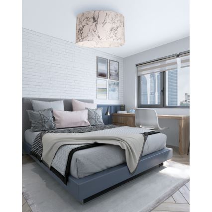 Duolla - Plafonjera MARBLE 1xE27/40W/230V pr. 45 cm bela/sivo