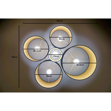 Duolla - Plafonjera ROLLER PENTO 5xE27/60W/230V antracit