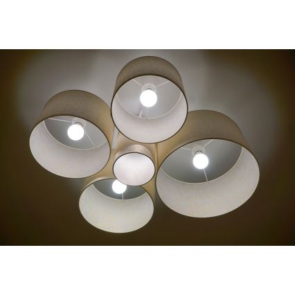 Duolla - Plafonjera ROLLER PENTO 5xE27/60W/230V bela/zlatna