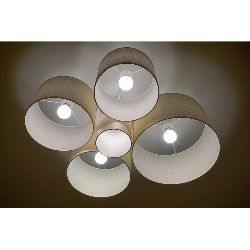 Duolla - Plafonjera ROLLER PENTO 5xE27/60W/230V bela/zlatna