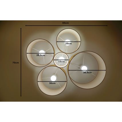 Duolla - Plafonjera ROLLER PENTO 5xE27/60W/230V bež