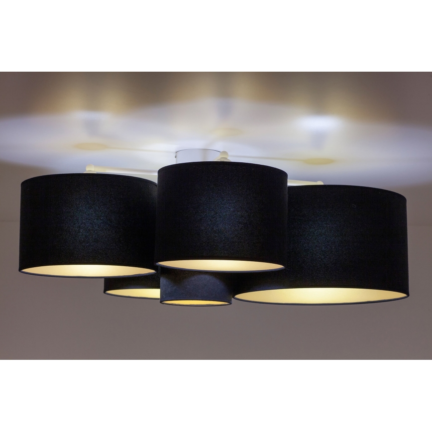 Duolla - Plafonjera ROLLER PENTO 5xE27/60W/230V crno/zlatna