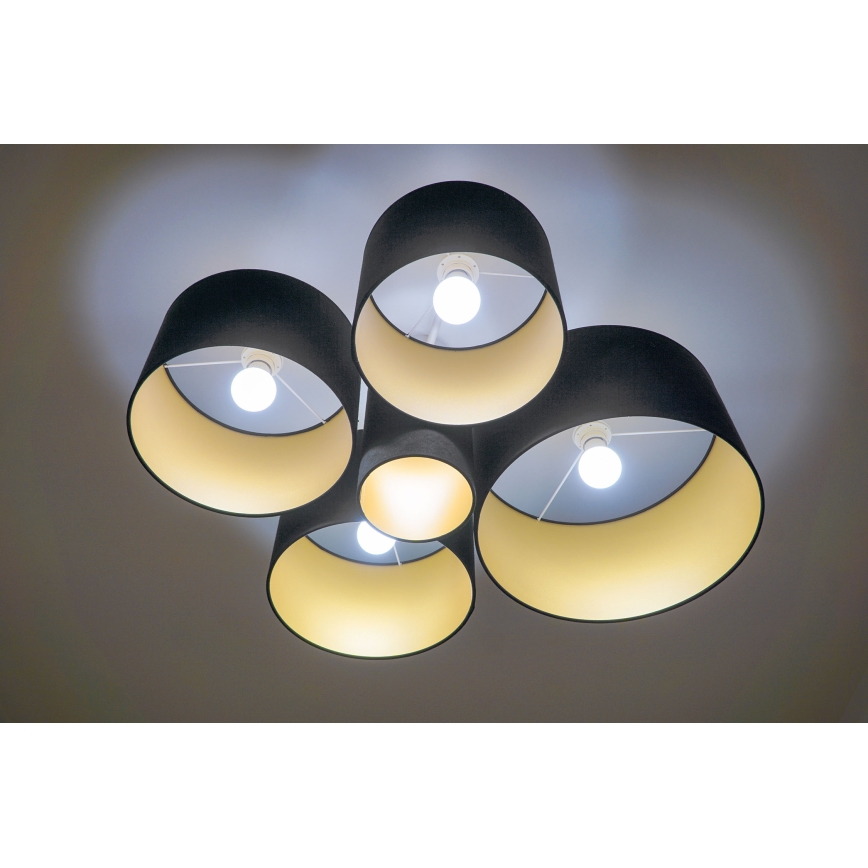 Duolla - Plafonjera ROLLER PENTO 5xE27/60W/230V crno/zlatna