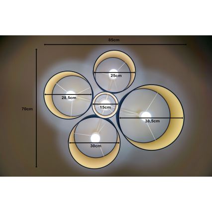 Duolla - Plafonjera ROLLER PENTO 5xE27/60W/230V plava