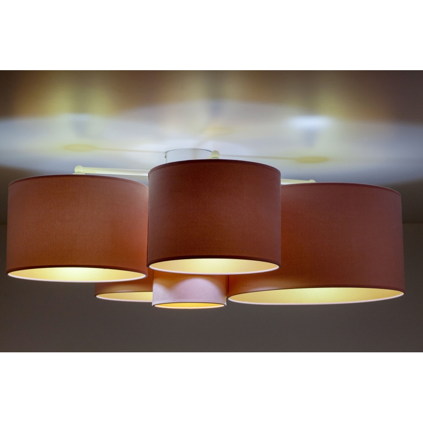 Duolla - Plafonjera ROLLER PENTO 5xE27/60W/230V roze