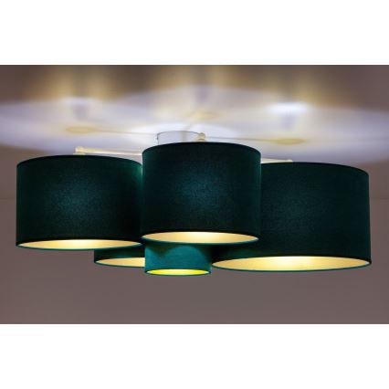 Duolla - Plafonjera ROLLER PENTO 5xE27/60W/230V zelena/zlatna