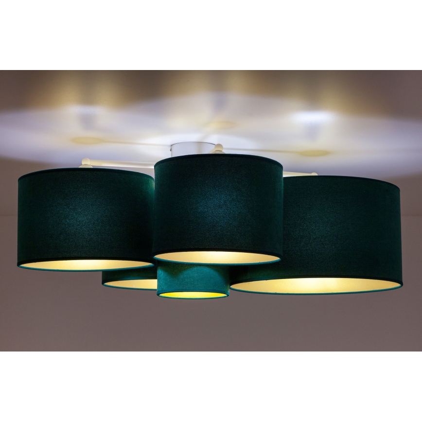 Duolla - Plafonjera ROLLER PENTO 5xE27/60W/230V zelena/zlatna