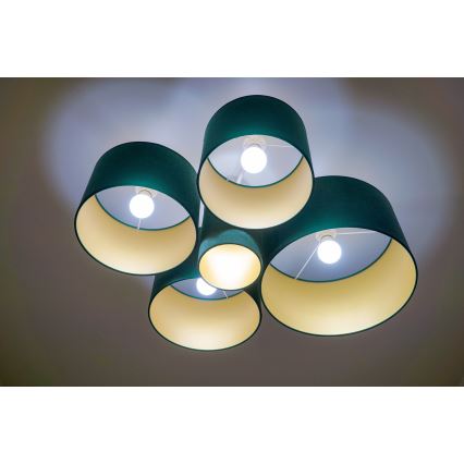 Duolla - Plafonjera ROLLER PENTO 5xE27/60W/230V zelena/zlatna
