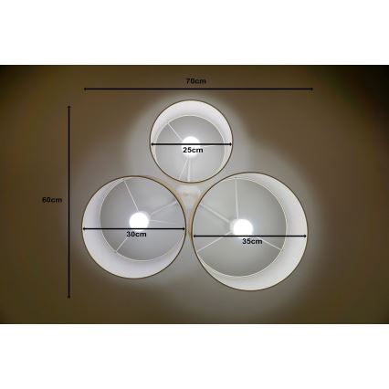 Duolla - Plafonjera ROLLER TRIO 3xE27/60W/230V bela/zlatna