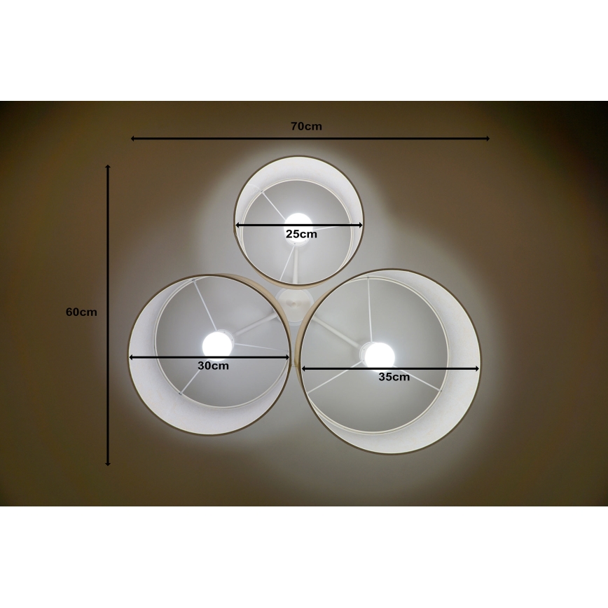 Duolla - Plafonjera ROLLER TRIO 3xE27/60W/230V bela/zlatna