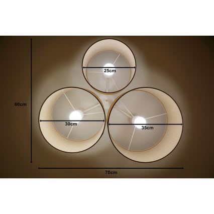 Duolla - Plafonjera ROLLER TRIO 3xE27/60W/230V bež