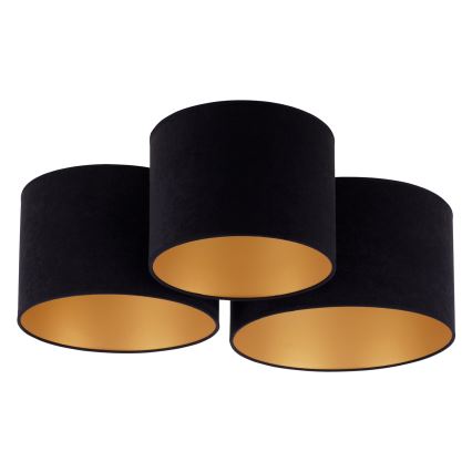 Duolla - Plafonjera ROLLER TRIO 3xE27/60W/230V crno/zlatna