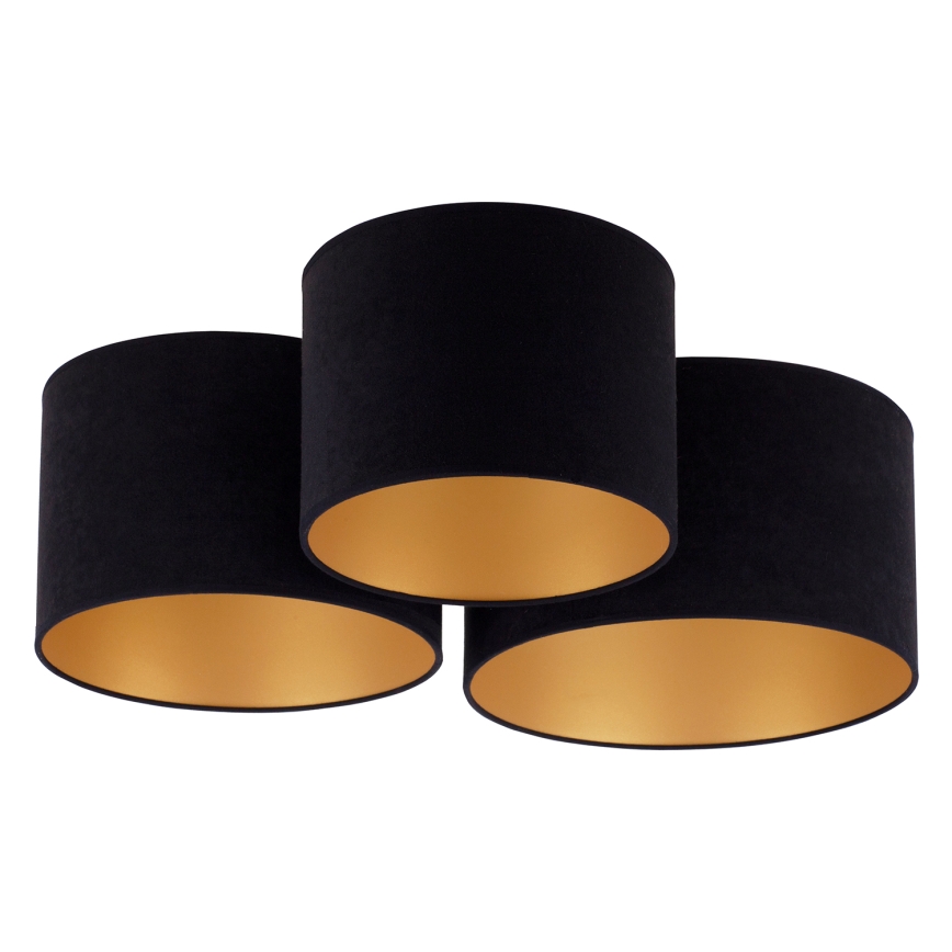 Duolla - Plafonjera ROLLER TRIO 3xE27/60W/230V crno/zlatna