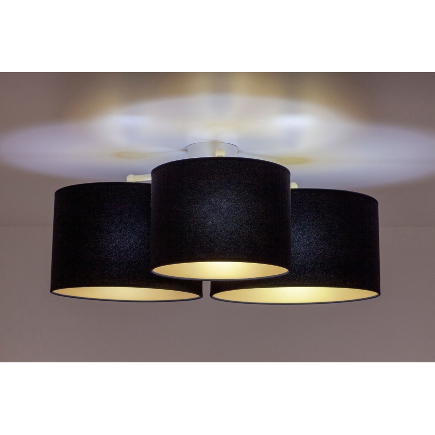 Duolla - Plafonjera ROLLER TRIO 3xE27/60W/230V crno/zlatna