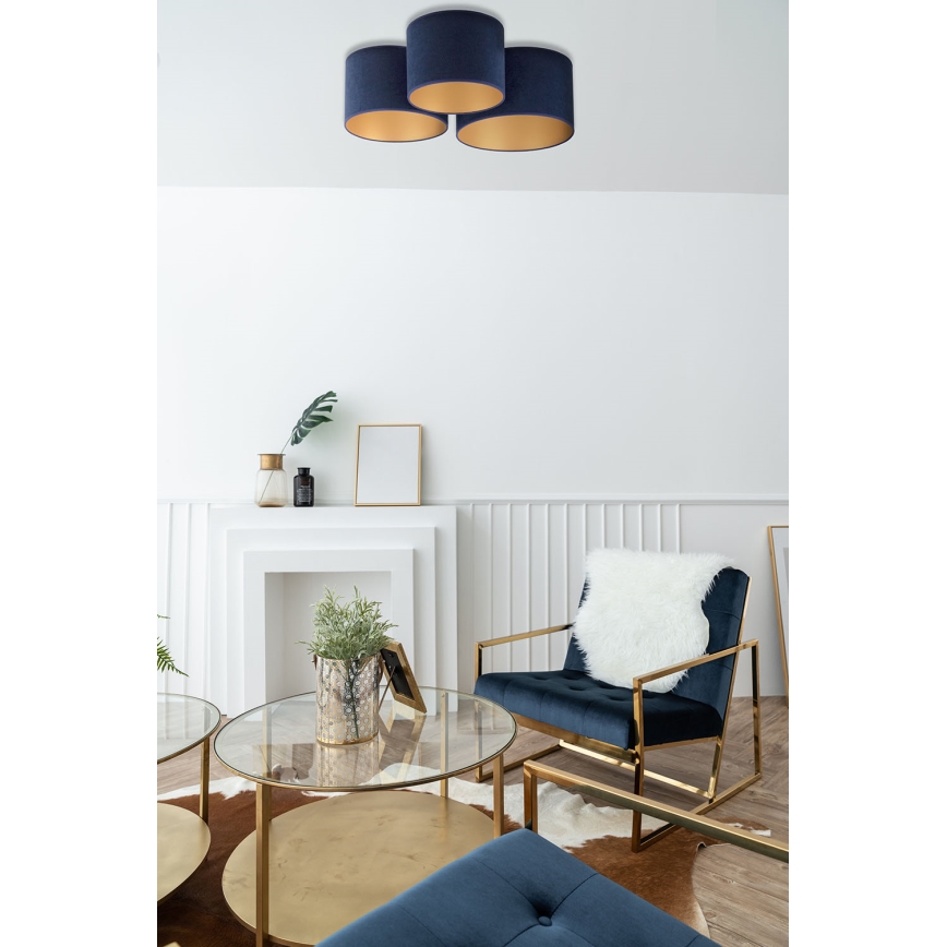 Duolla - Plafonjera ROLLER TRIO 3xE27/60W/230V plava