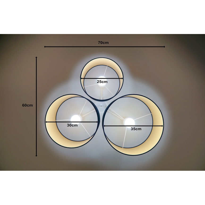 Duolla - Plafonjera ROLLER TRIO 3xE27/60W/230V plava
