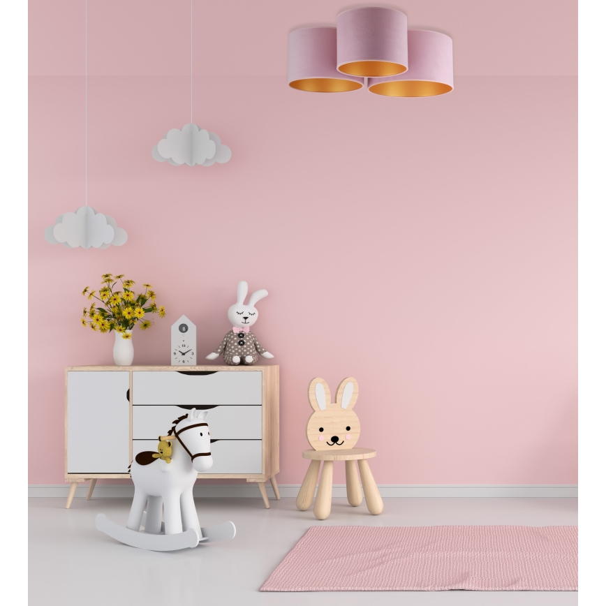 Duolla - Plafonjera ROLLER TRIO 3xE27/60W/230V roze