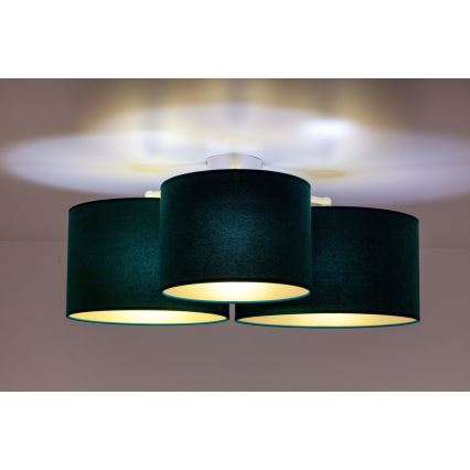 Duolla - Plafonjera ROLLER TRIO 3xE27/60W/230V zelena/zlatna