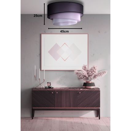 Duolla - Plafonjera TRIO 1xE27/15W/230V pr. 45 cm crno/roze/srebrno
