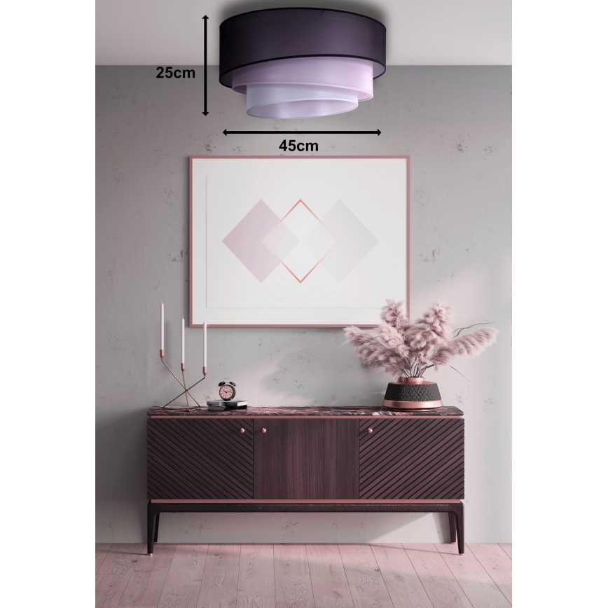 Duolla - Plafonjera TRIO 1xE27/15W/230V pr. 45 cm crno/roze/srebrno