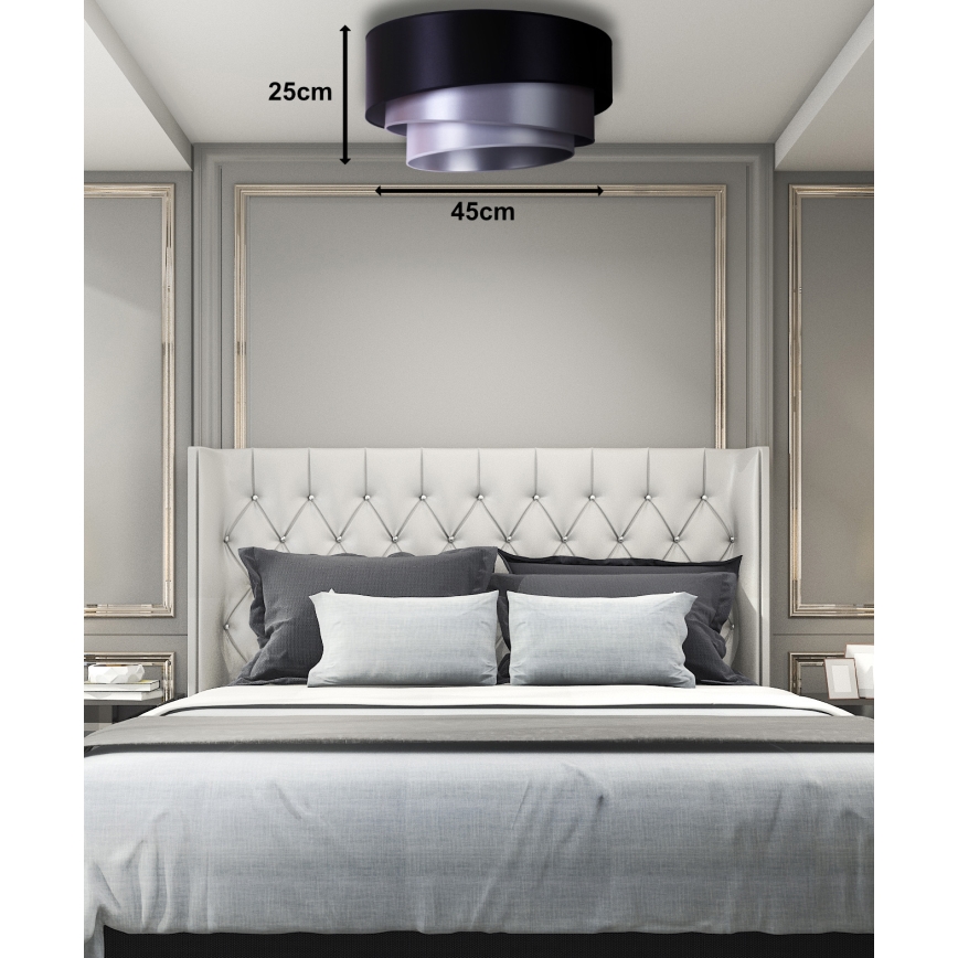 Duolla - Plafonjera TRIO 1xE27/15W/230V pr. 45 cm crno/srebrno