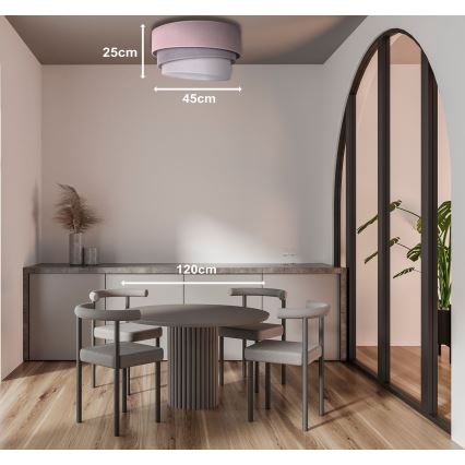 Duolla - Plafonjera TRIO 1xE27/15W/230V pr. 45 cm roze/sivo/bela