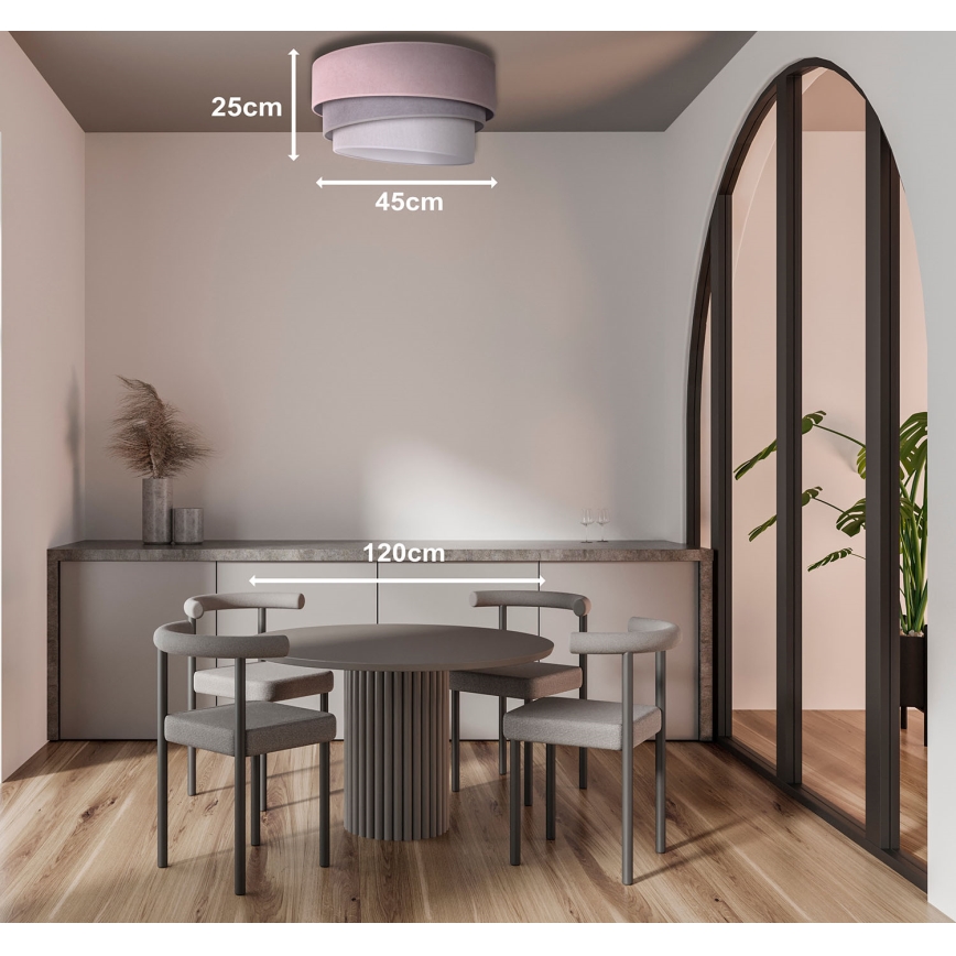 Duolla - Plafonjera TRIO 1xE27/15W/230V pr. 45 cm roze/sivo/bela