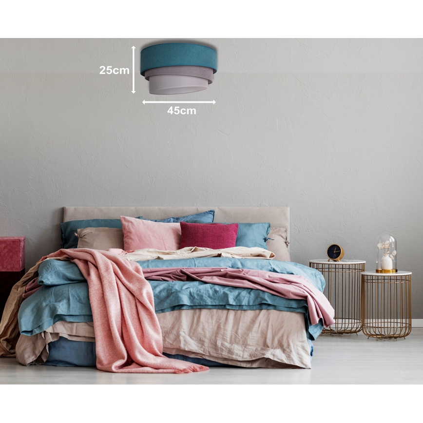 Duolla - Plafonjera TRIO 1xE27/15W/230V pr. 45 cm tirkizna/sivo/bela