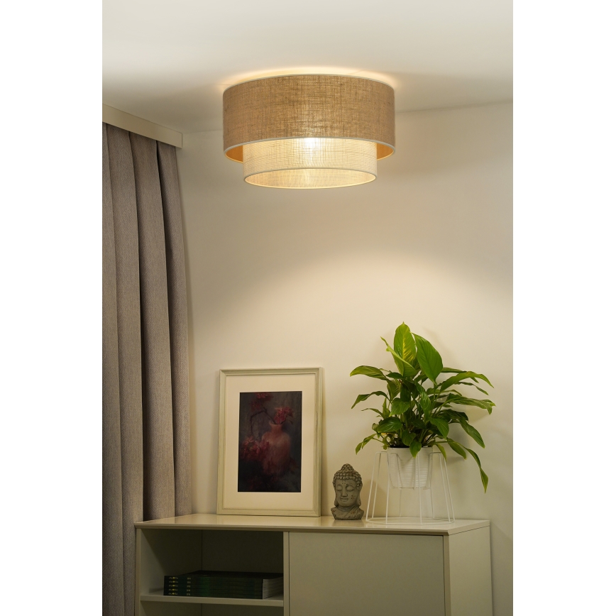 Duolla - Plafonjera YUTE BOHO 1xE27/15W/230V pr. 45 cm braon/kremasta
