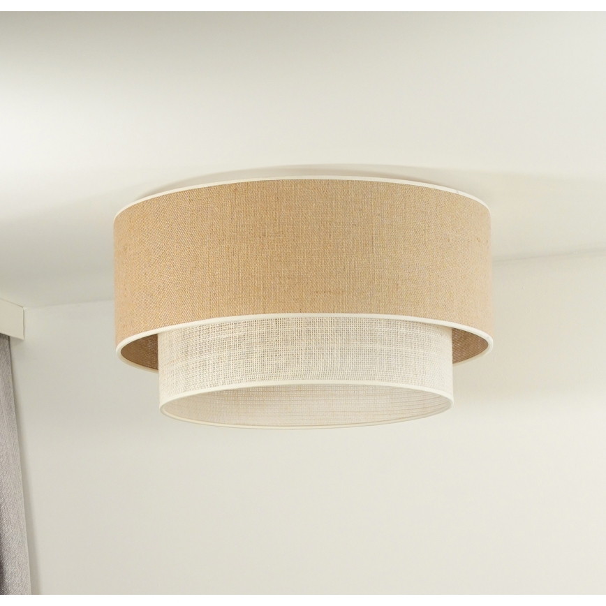 Duolla - Plafonjera YUTE BOHO 1xE27/15W/230V pr. 45 cm braon/kremasta