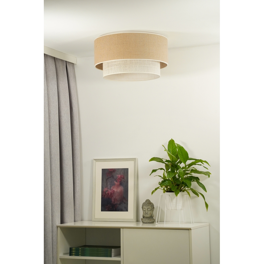 Duolla - Plafonjera YUTE BOHO 1xE27/15W/230V pr. 45 cm braon/kremasta