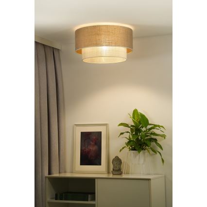 Duolla - Plafonjera YUTE BOHO 3xE27/15W/230V pr. 60 cm braon/kremasta