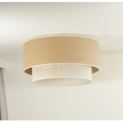 Duolla - Plafonjera YUTE BOHO 3xE27/15W/230V pr. 60 cm braon/kremasta