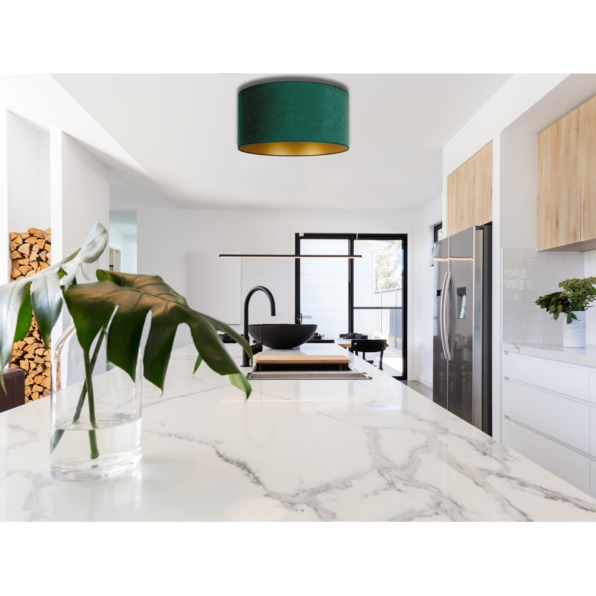 Duolla - Plafonska lampa ROLLER 1xE27/15W/230V prečnik 40 cm tamno zelena/zlatna