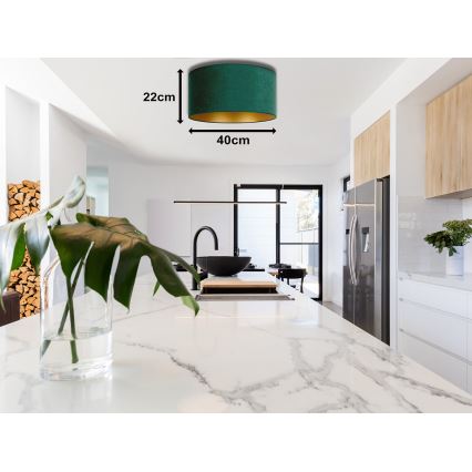 Duolla - Plafonska lampa ROLLER 1xE27/15W/230V prečnik 40 cm tamno zelena/zlatna