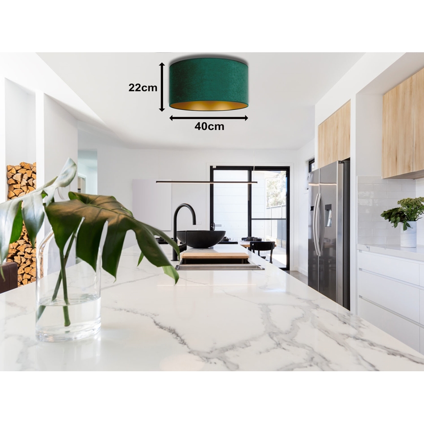 Duolla - Plafonska lampa ROLLER 1xE27/15W/230V prečnik 40 cm tamno zelena/zlatna