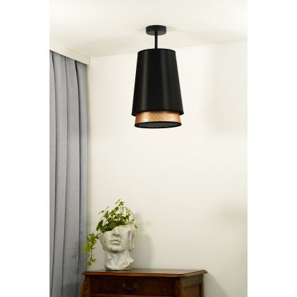 Duolla - Plafonski luster BELL SHINY 1xE27/15W/230V, prečnik 25 cm, crna/bakrena