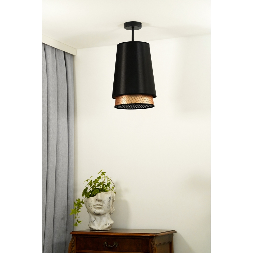 Duolla - Plafonski luster BELL SHINY 1xE27/15W/230V, prečnik 25 cm, crna/bakrena