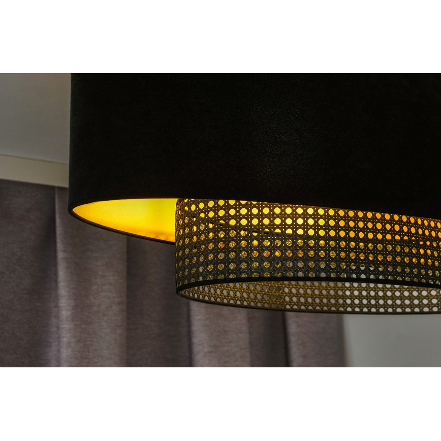 Duolla - Plafonski luster DOUBLE OVAL RATTAN 2xE27/15W/230V crna/ratan