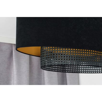 Duolla - Plafonski luster DOUBLE OVAL RATTAN 2xE27/15W/230V crna/ratan