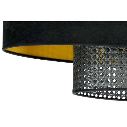 Duolla - Plafonski luster DOUBLE OVAL RATTAN 2xE27/15W/230V crna/ratan