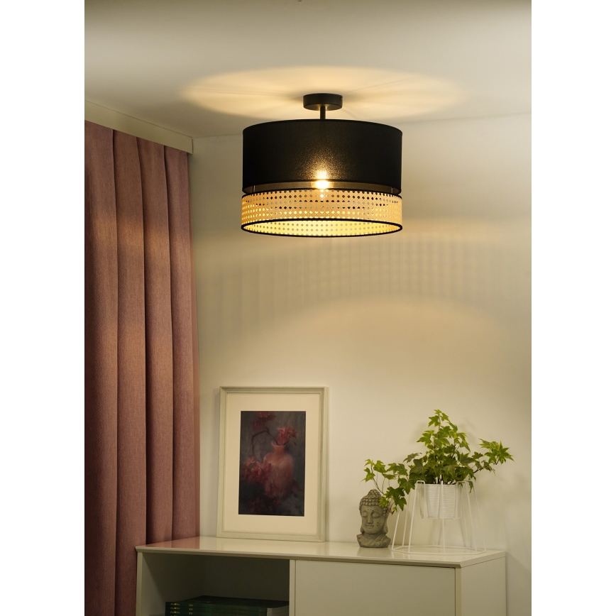 Duolla - Plafonski luster DOUBLE RATTAN 1xE27/15W/230V fi 40 cm crna/bež