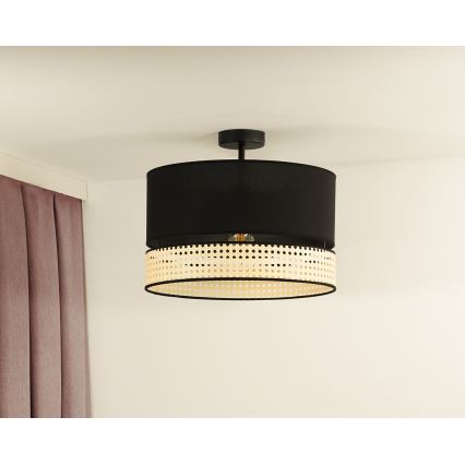 Duolla - Plafonski luster DOUBLE RATTAN 1xE27/15W/230V fi 40 cm crna/bež