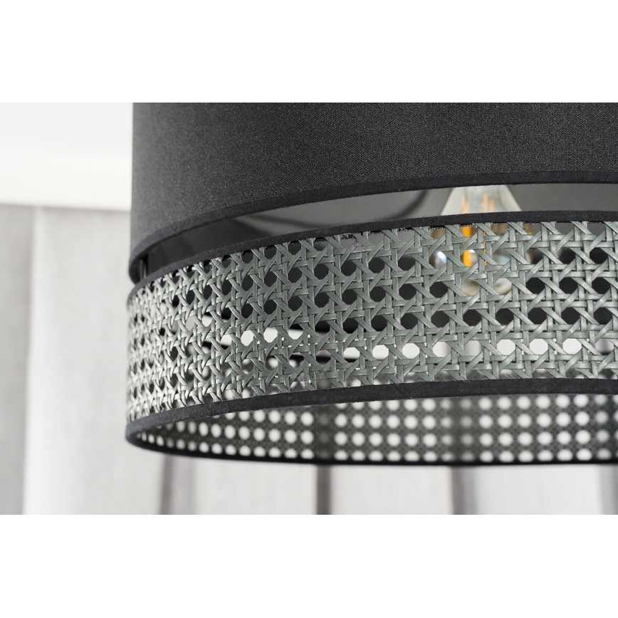 Duolla - Plafonski luster DOUBLE RATTAN 1xE27/15W/230V prečnik 40 cm, crne boje