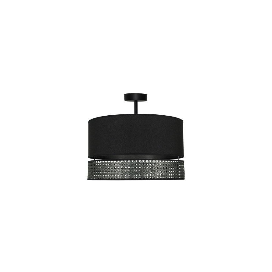 Duolla - Plafonski luster DOUBLE RATTAN 1xE27/15W/230V prečnik 40 cm, crne boje