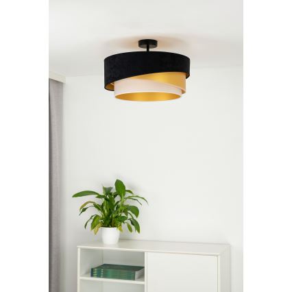 Duolla - Plafonski luster KOBO 1xE27/15W/230V prečnik 45 cm crna/zlatna/krem